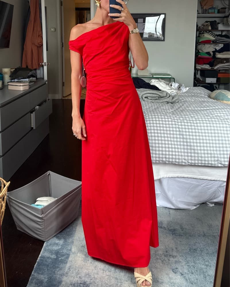 Staud Poppy Red On Shoulder Dress - Image 2