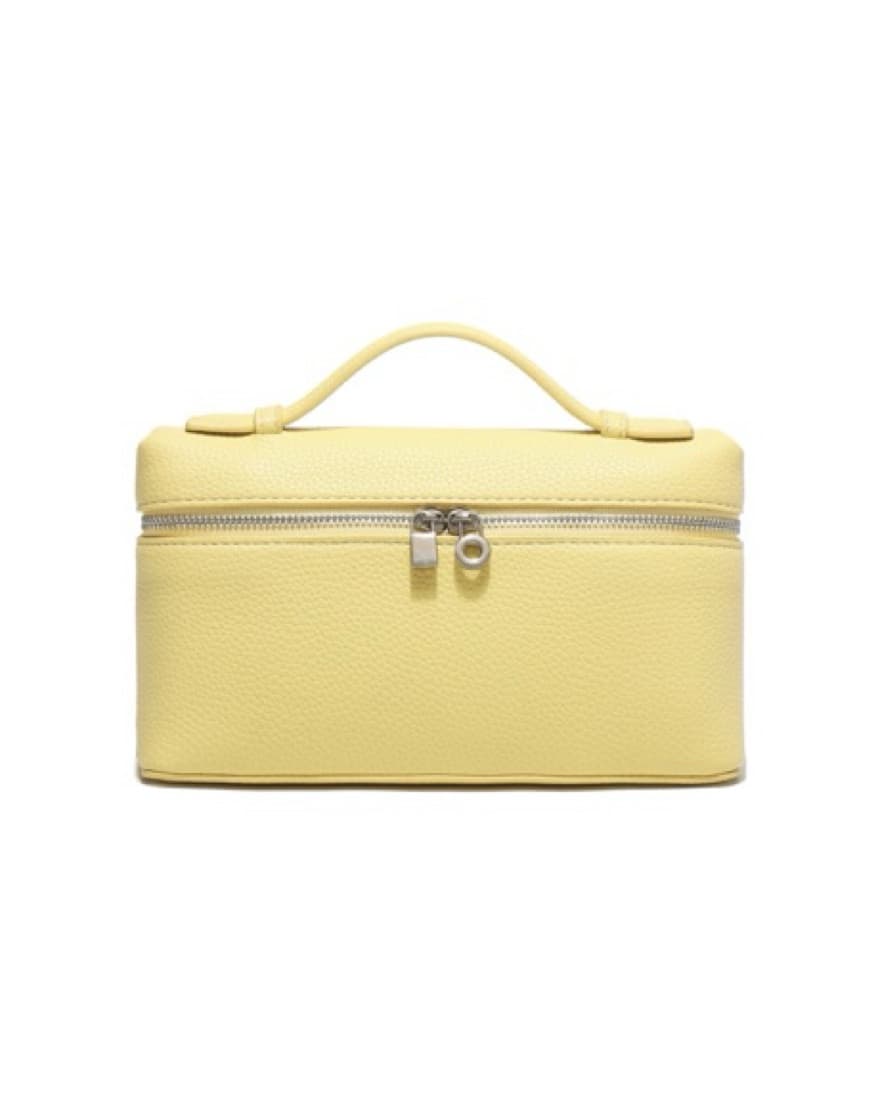 Small Yellow Leather Top Handle Pouch - Image 1