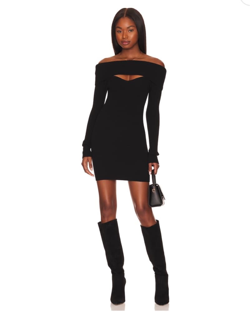 Alluring Black Off-Shoulder knit Dress - Image 4