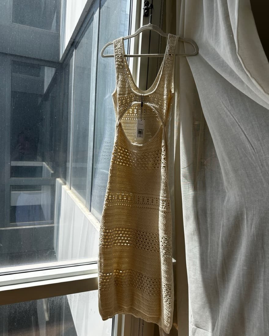 Solid & Striped Woven Cream Dress - Image 5