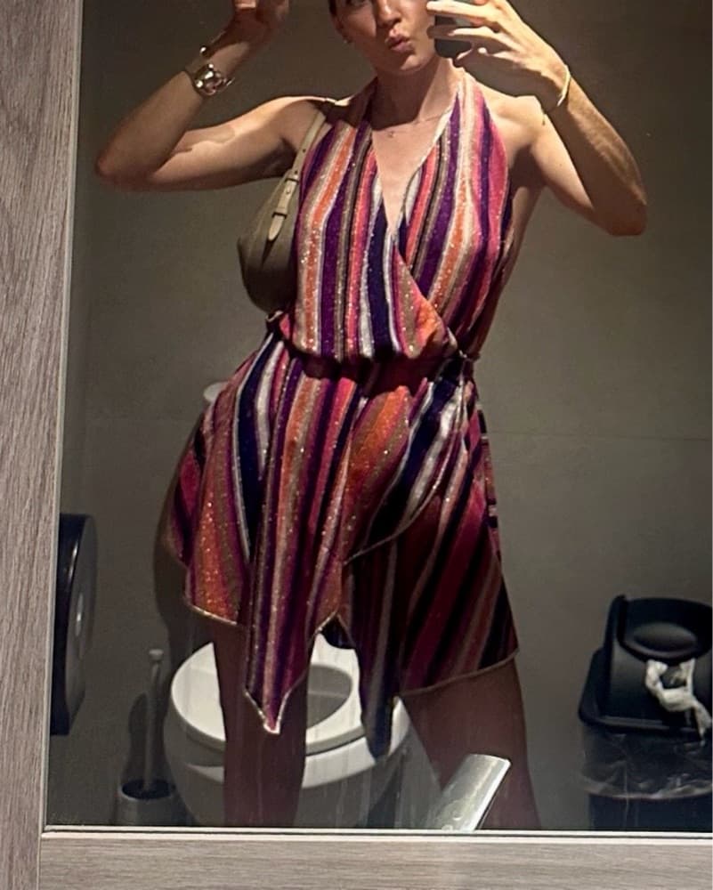 Revolve Vibrant Striped Halter Dress - Image 1