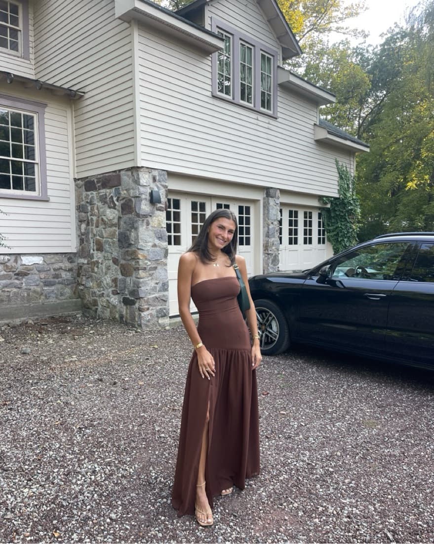 Brown Drop Waist Dress - Image 4