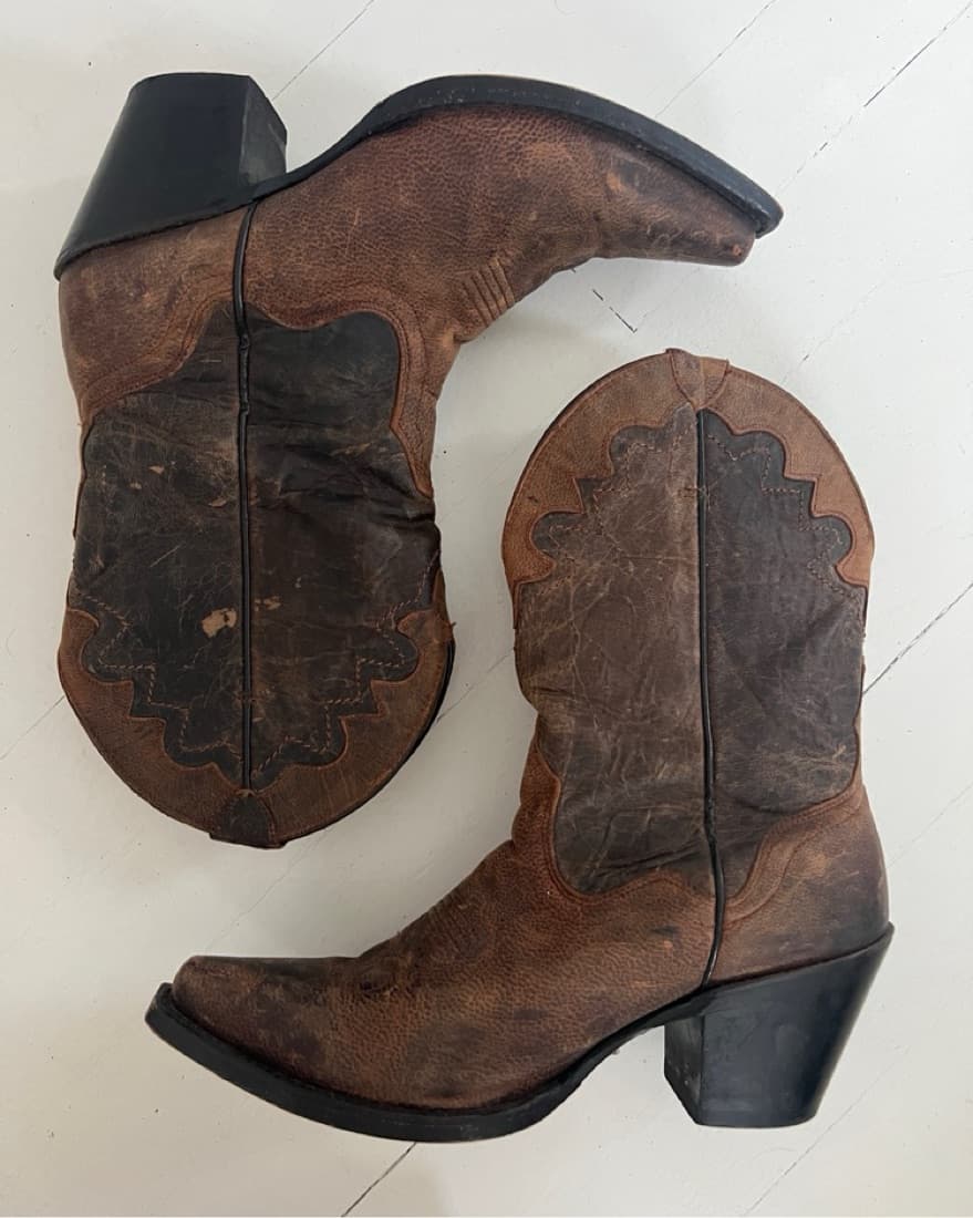 Brown Goat Leather Cowgirl Boots - Image 1
