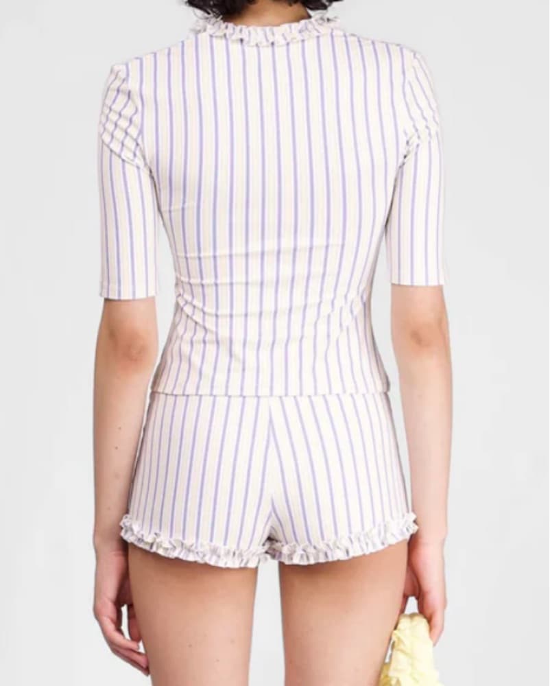 Striped Ruffled Loungewear Set - Image 3