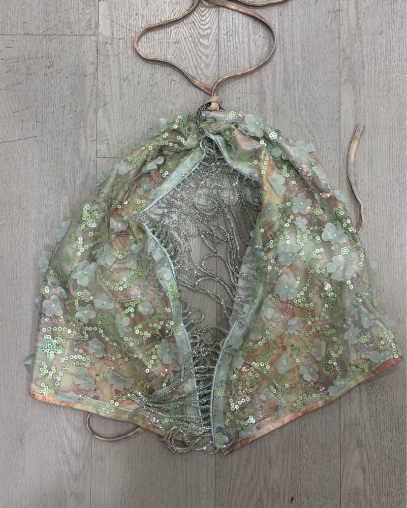 green embellished sequin top - Image 1