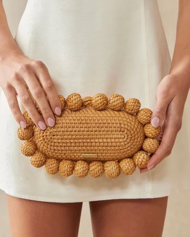 Cult Gaia Rattan Woven Jaya Clutch - Natural - Image 1