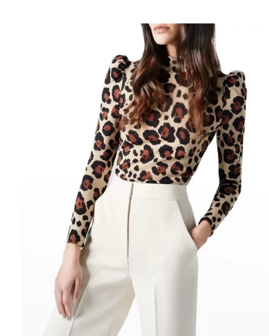 Smythe animal print Shirred Shoulder Top - Image 1