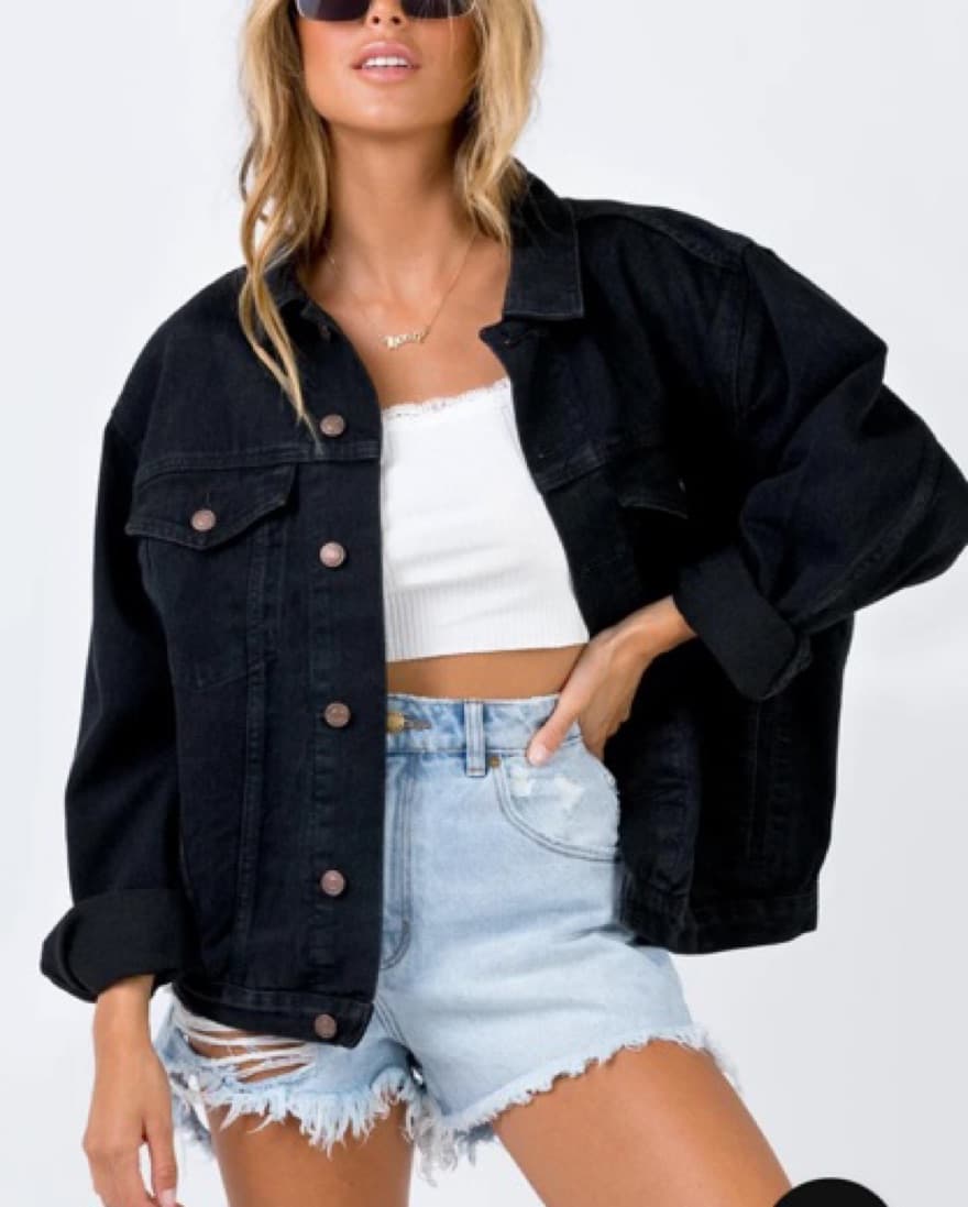 Black denim jacket - Image 1