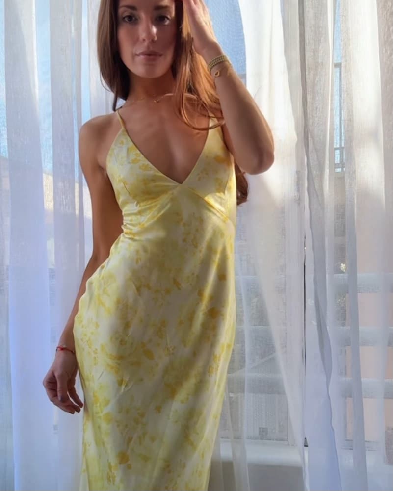 Vibrant Yellow Floral Maxi Dress - Image 2