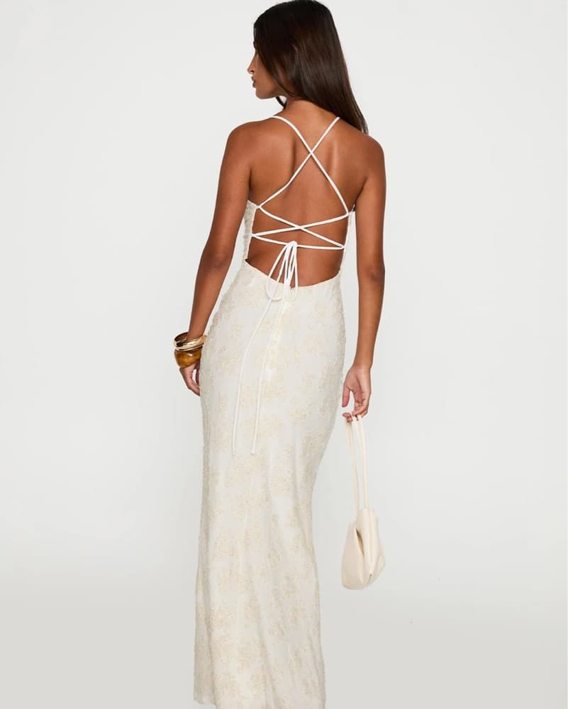 Princess Polly White Deep V Maxi Dress - Image 2
