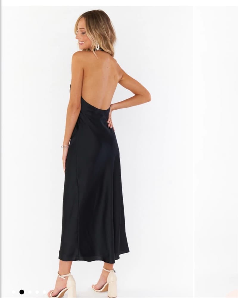 Black Silk Halter Dress - Image 3
