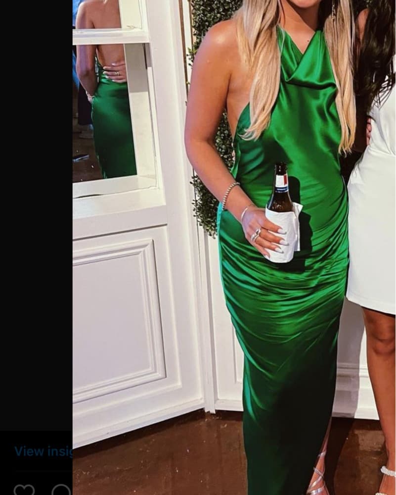 Emerald Green Satin Gown - Image 2