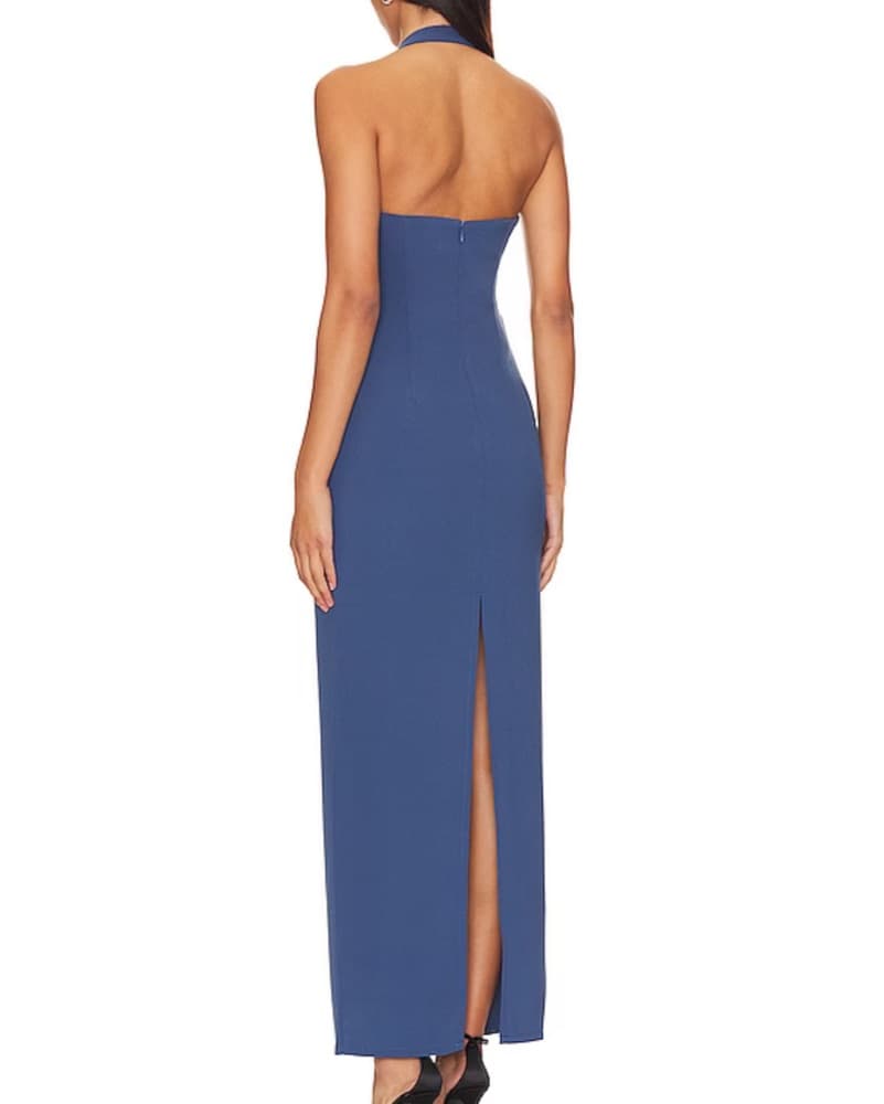 Lioness Navy Blue Halter Maxi Dress - Image 2