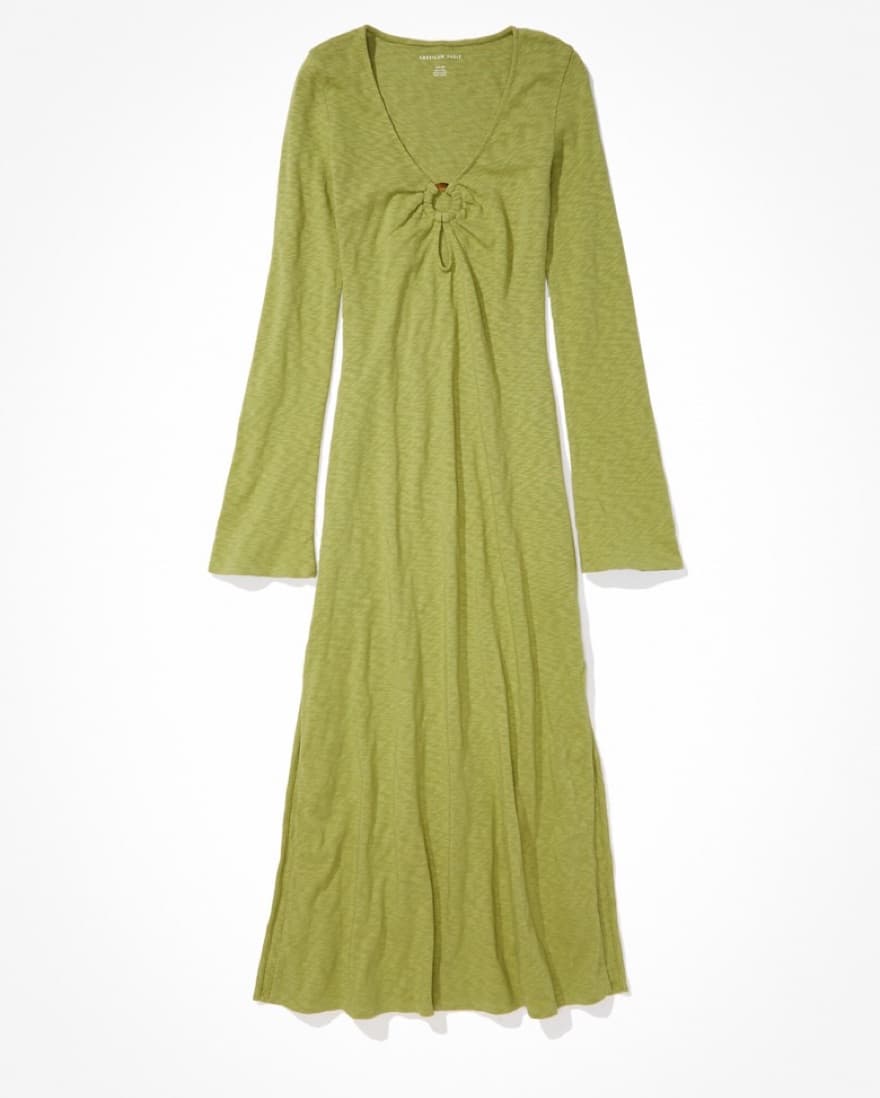 Green Long Bell Sleeve Maxi Dress - Image 2