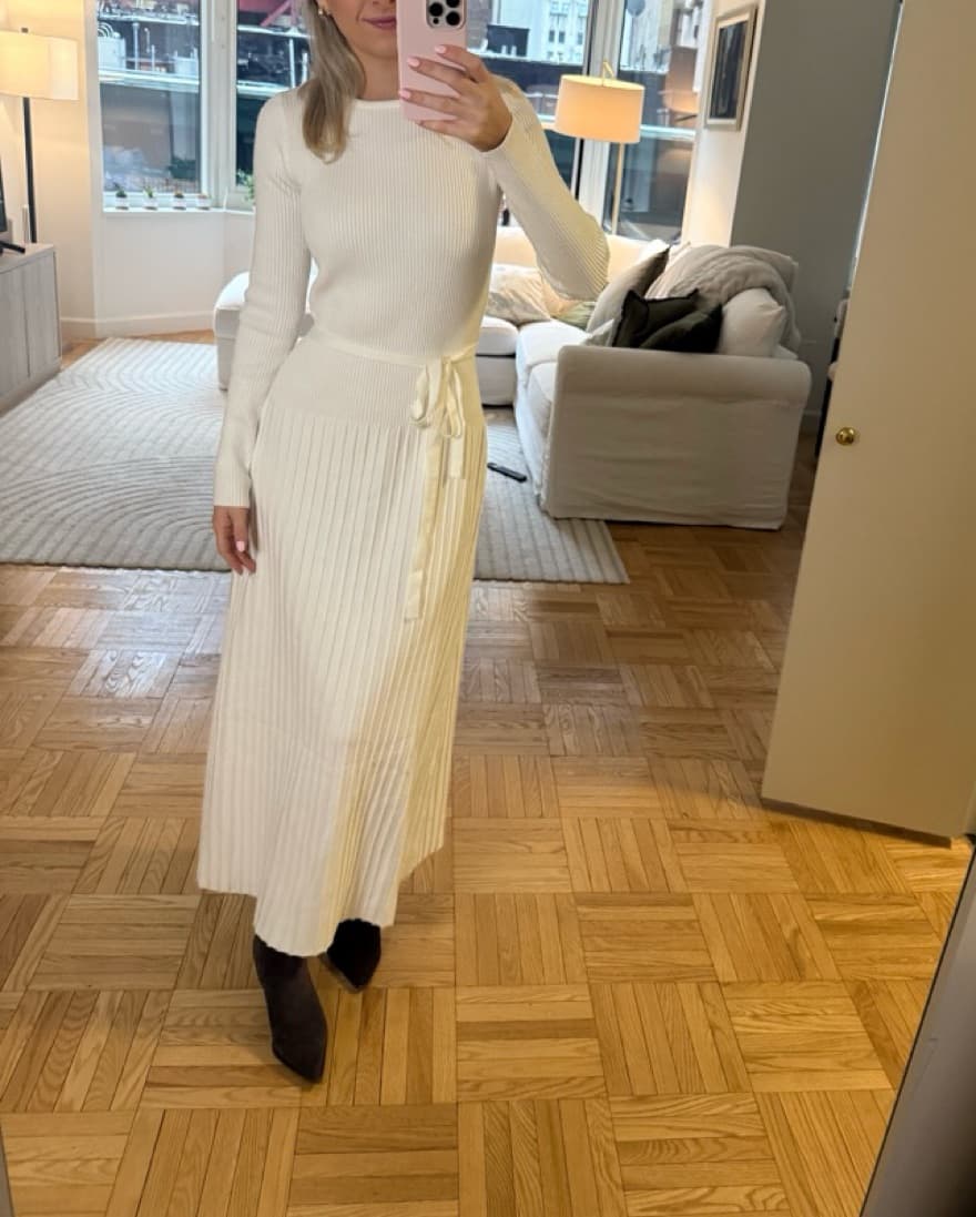  White Long Sleeve Sweater Dress - Image 2