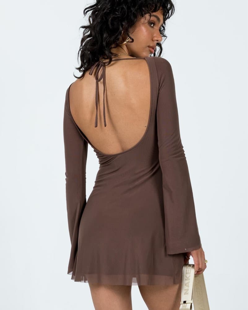 Lukea Long Sleeve Mini Dress Brown - Image 2