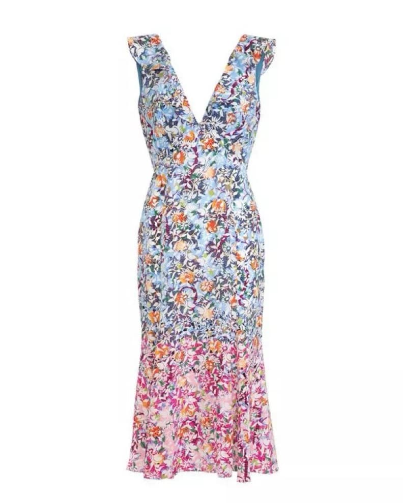 Saloni Holly Pink Margerite Midi Dress - Image 1