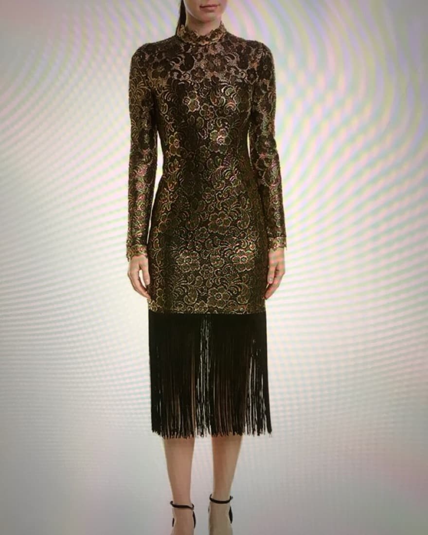 Rachel Zoe Black and Gold midi Dress - Image 1