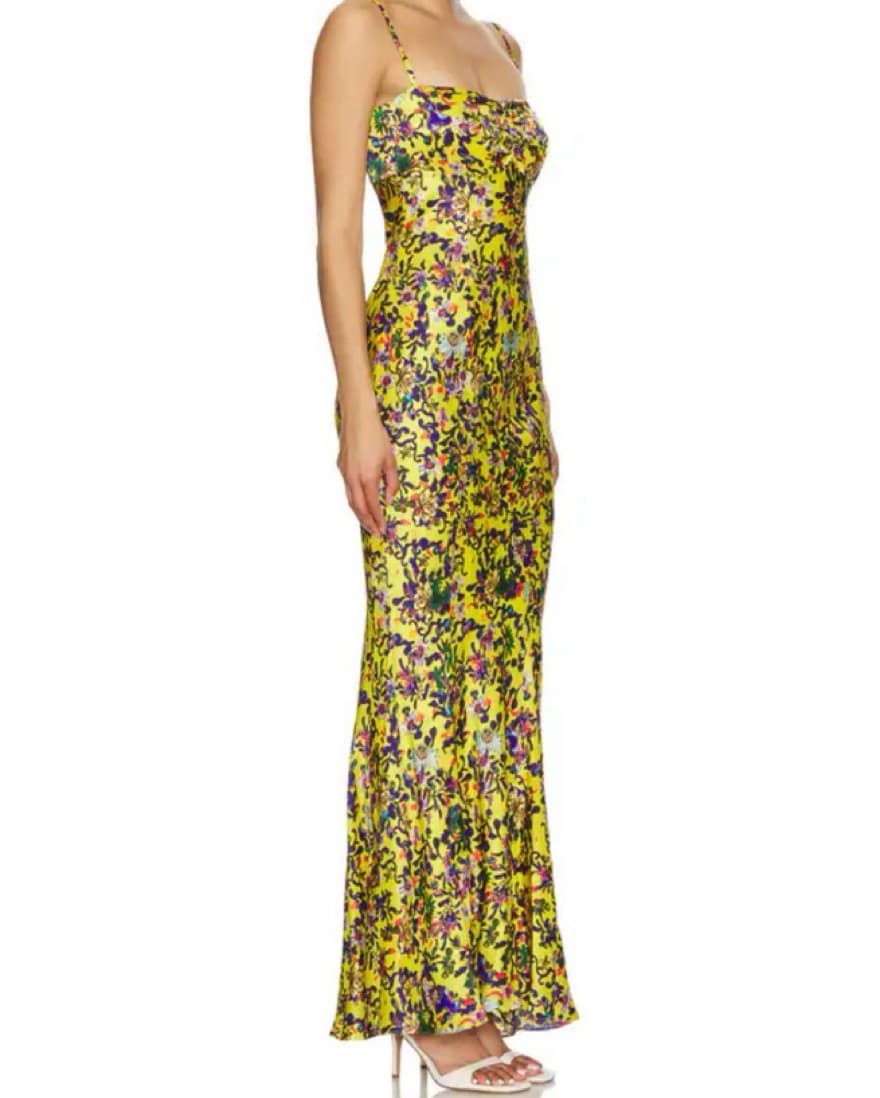 Patterned Yellow Saloni Gown - Image 3