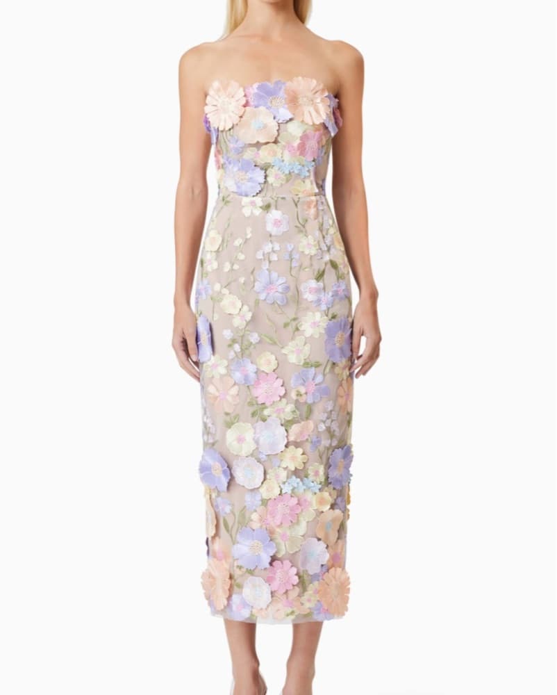 Strapless Floral Elliat Midi Dress - Image 1