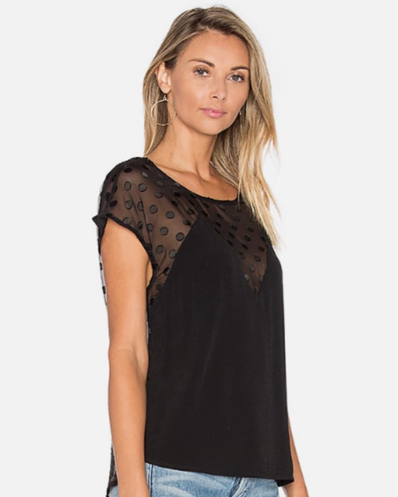 Lovers + Friends Black Semi Sheer Blouse - Image 2