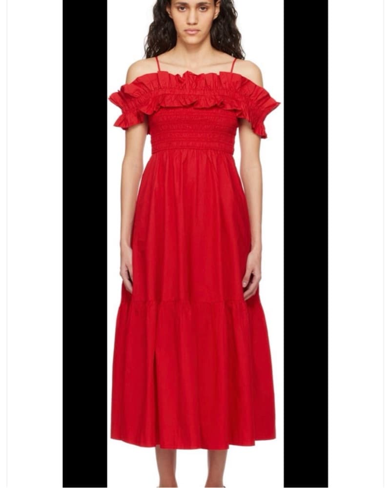 Ganni Red Dress Organic Cotton - Image 4