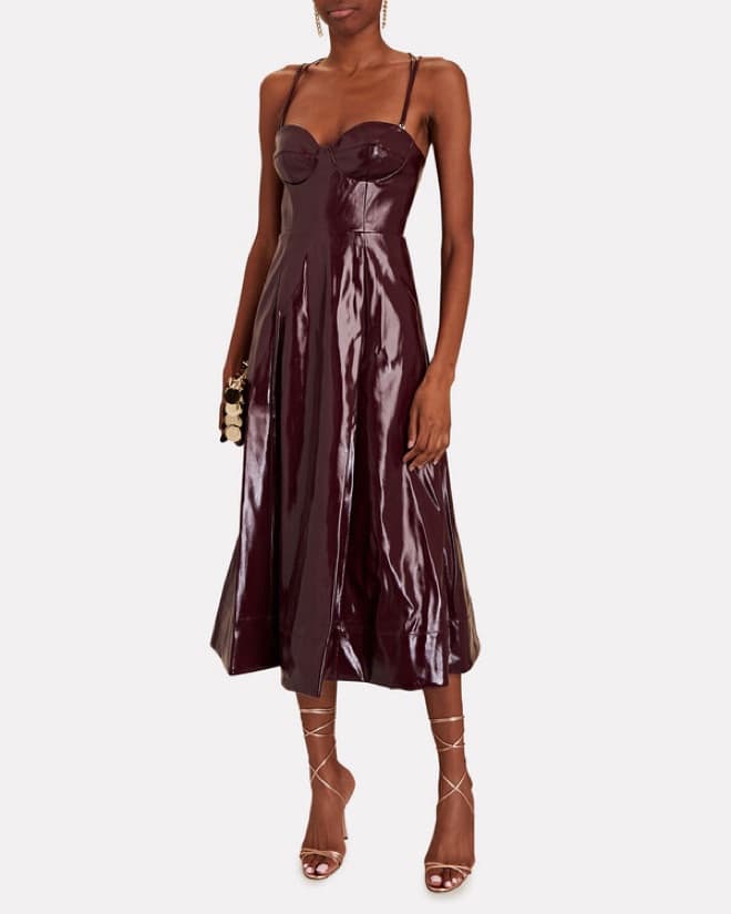 Staud Abstract Vegan Patent Leather Midi - Image 2