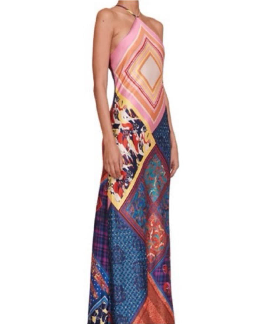 Staud Cubism Dress Patchwork Foulard - Image 1
