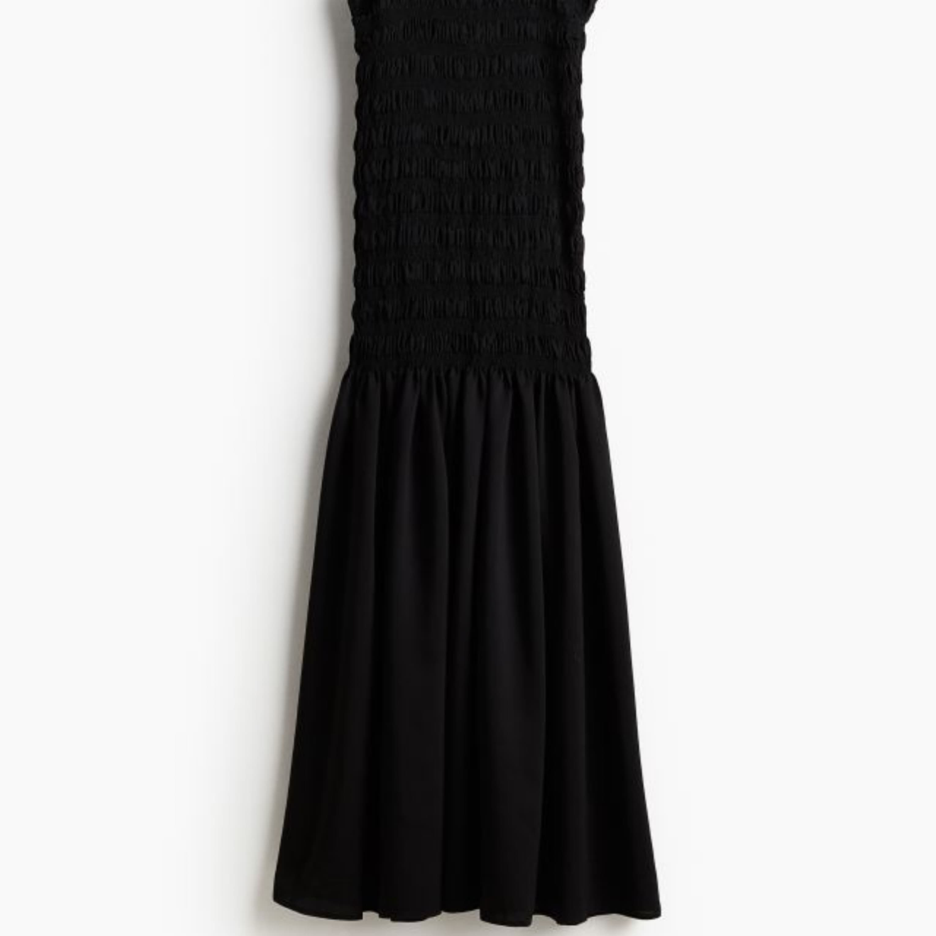 Black Smocked Maxi Dress - Image 3