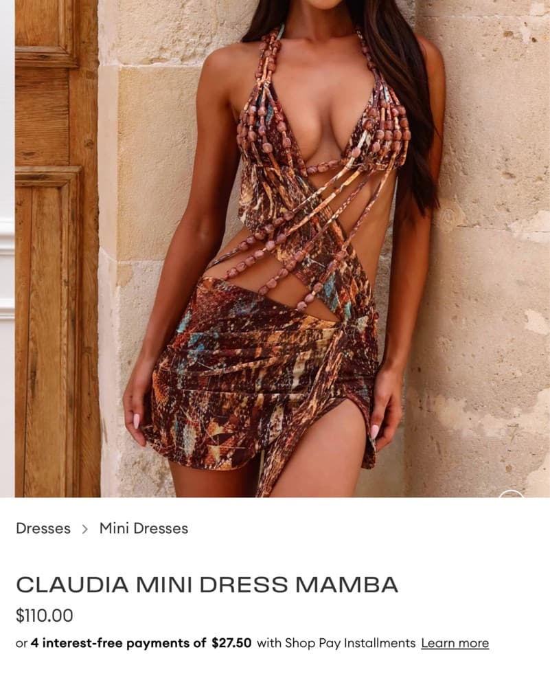 Strappy Brown/Multi Mini Dress - Image 4