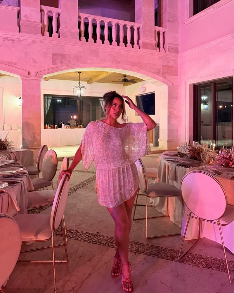 Champagne Sequin One-Shoulder Mini Dress - Image 2