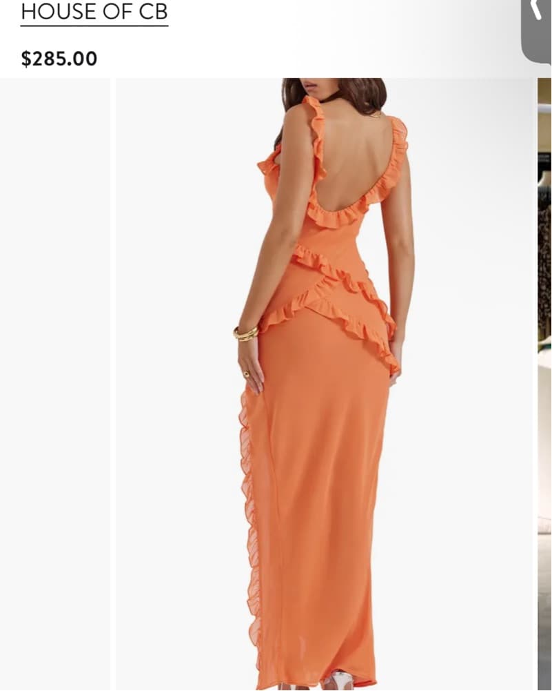 House Of CB Orange Ruffle Georgette Dres - Image 2