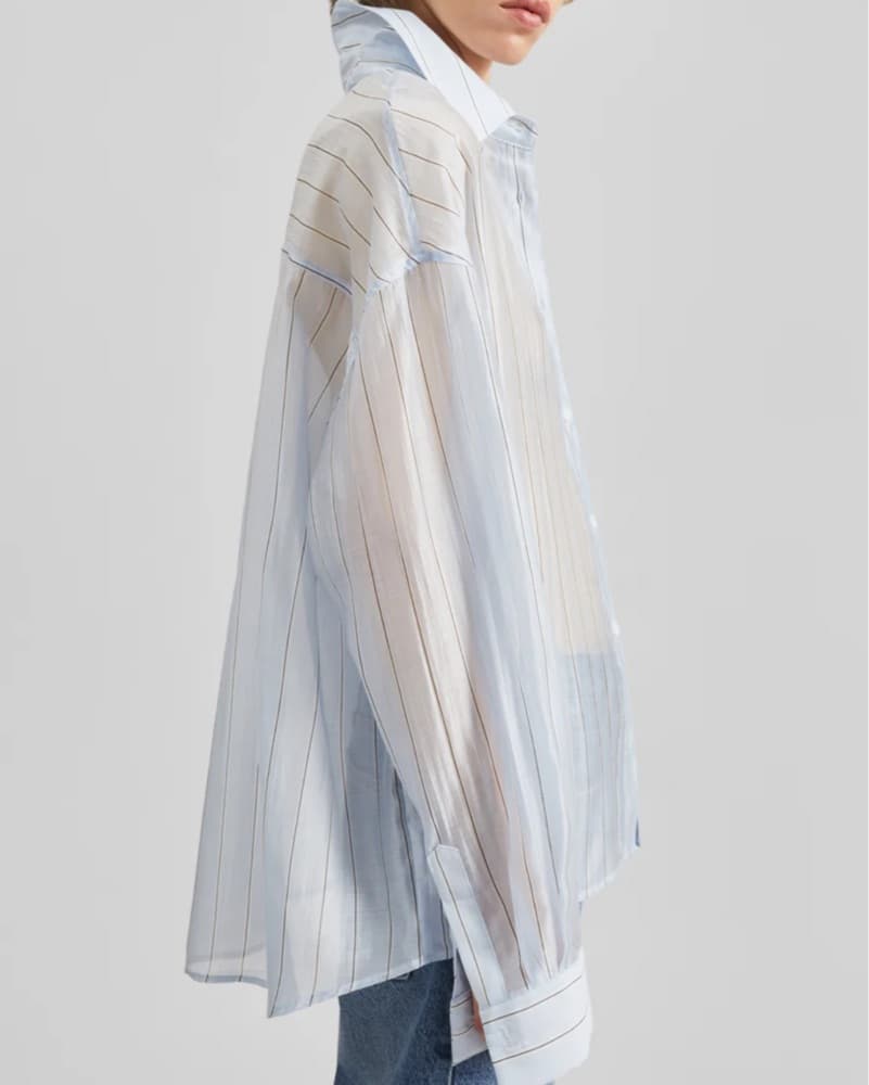 Sheer Baby Blue Striped Shirt - Image 3