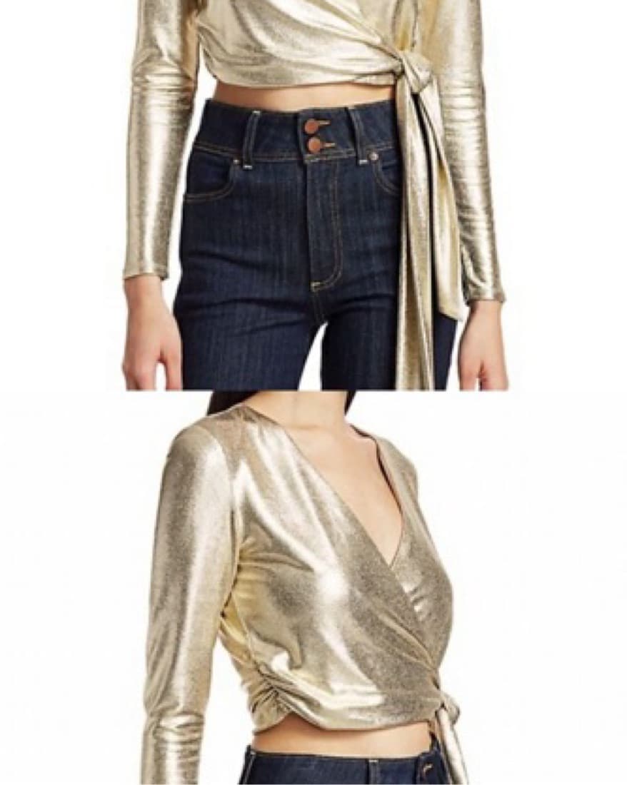 Alice+Olivia Nya Metallic Wrap Top - Image 2