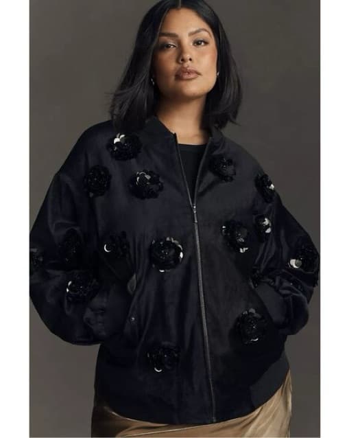 Velvet Floral Bomber Jacket  - Image 2