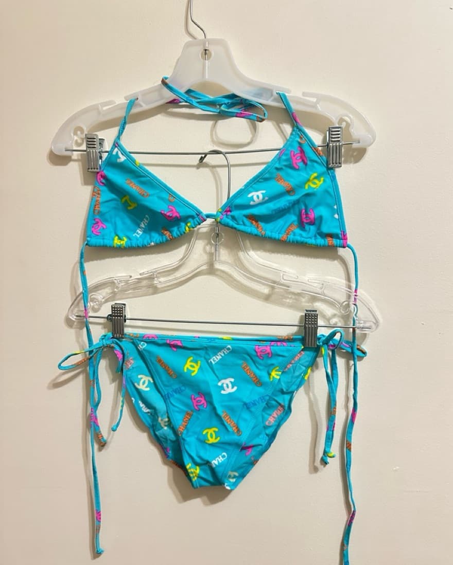 Chanel Sky Blue Logo Bikini - Image 2