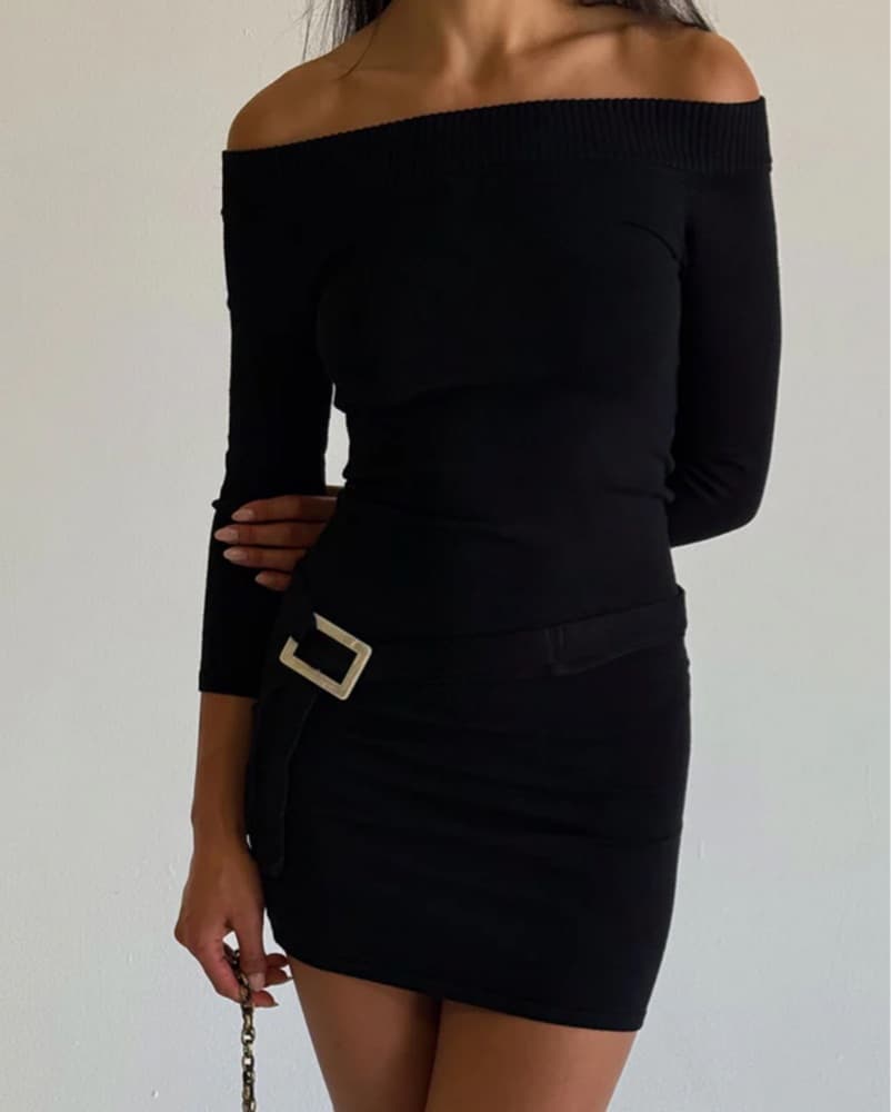 Frankies bikinis black knit mini dress  - Image 1