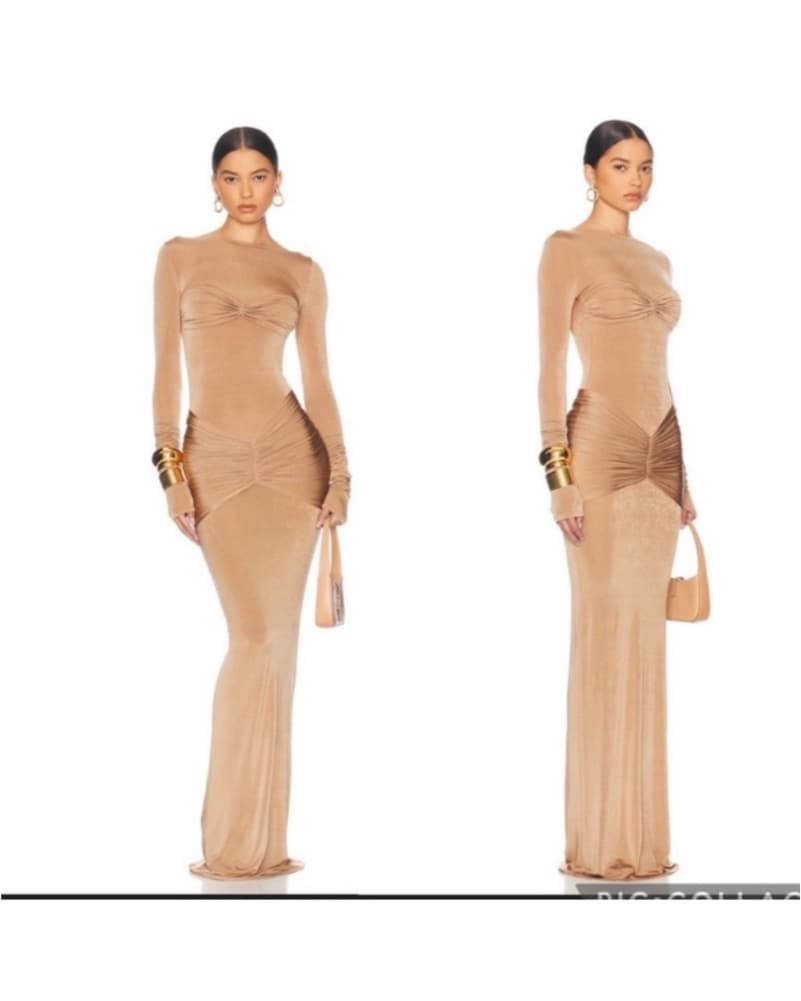 Helsa Beige Bodycon Dress - Image 1