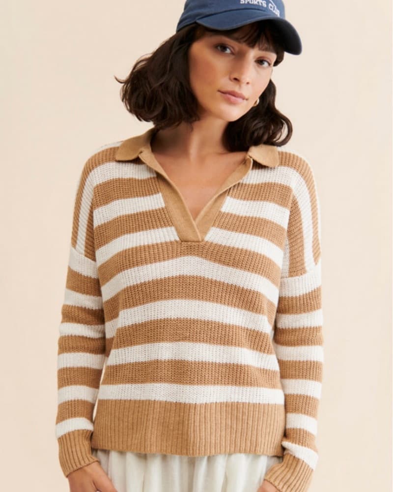 Faherty Striped Knit Pullover Sweater - Image 1