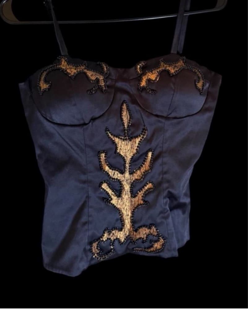 Black And Gold Vintage Bustier Top - Image 1