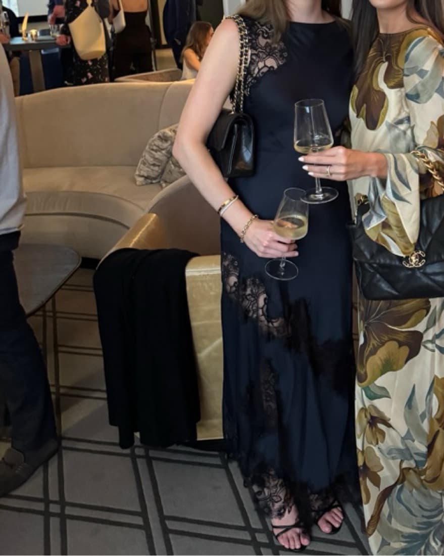 A.L.C Alessia Lace Trim Satin Maci Dress - Image 4