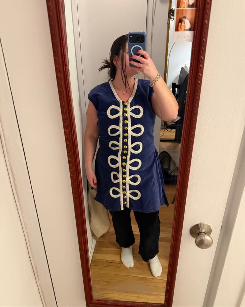 Vintage Blue Military Style Dress  - Image 2