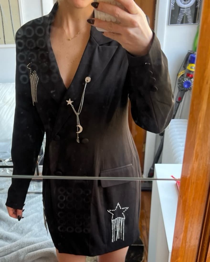 Black Embellished Blazer Dress - Image 5