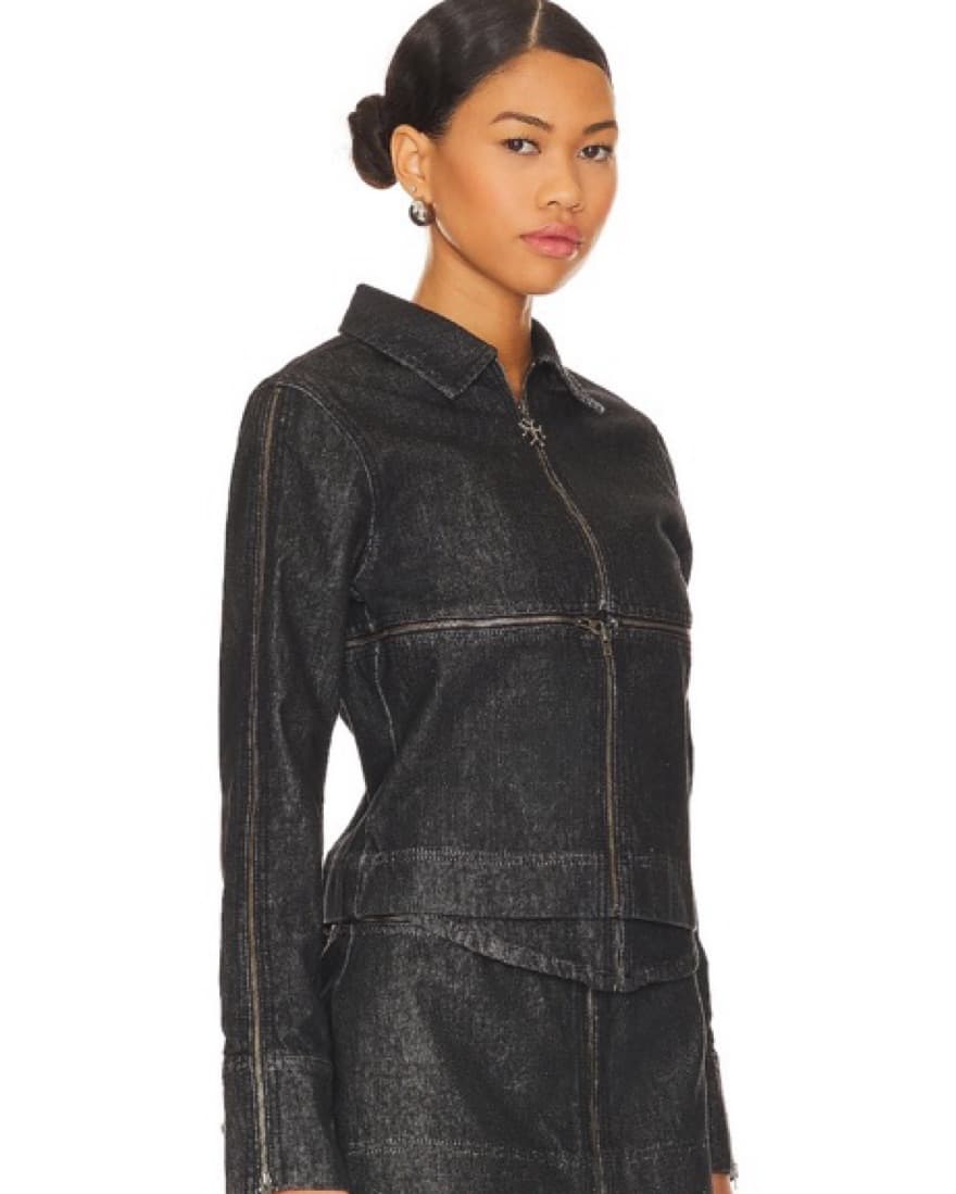 MIAOU Chic Black Denim Jacket  - Image 3