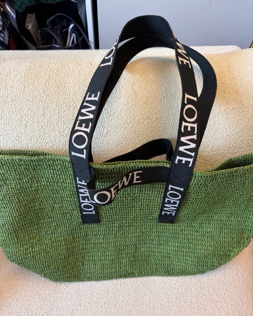 Loewe Green Fold Shopper (raffia) - Image 2