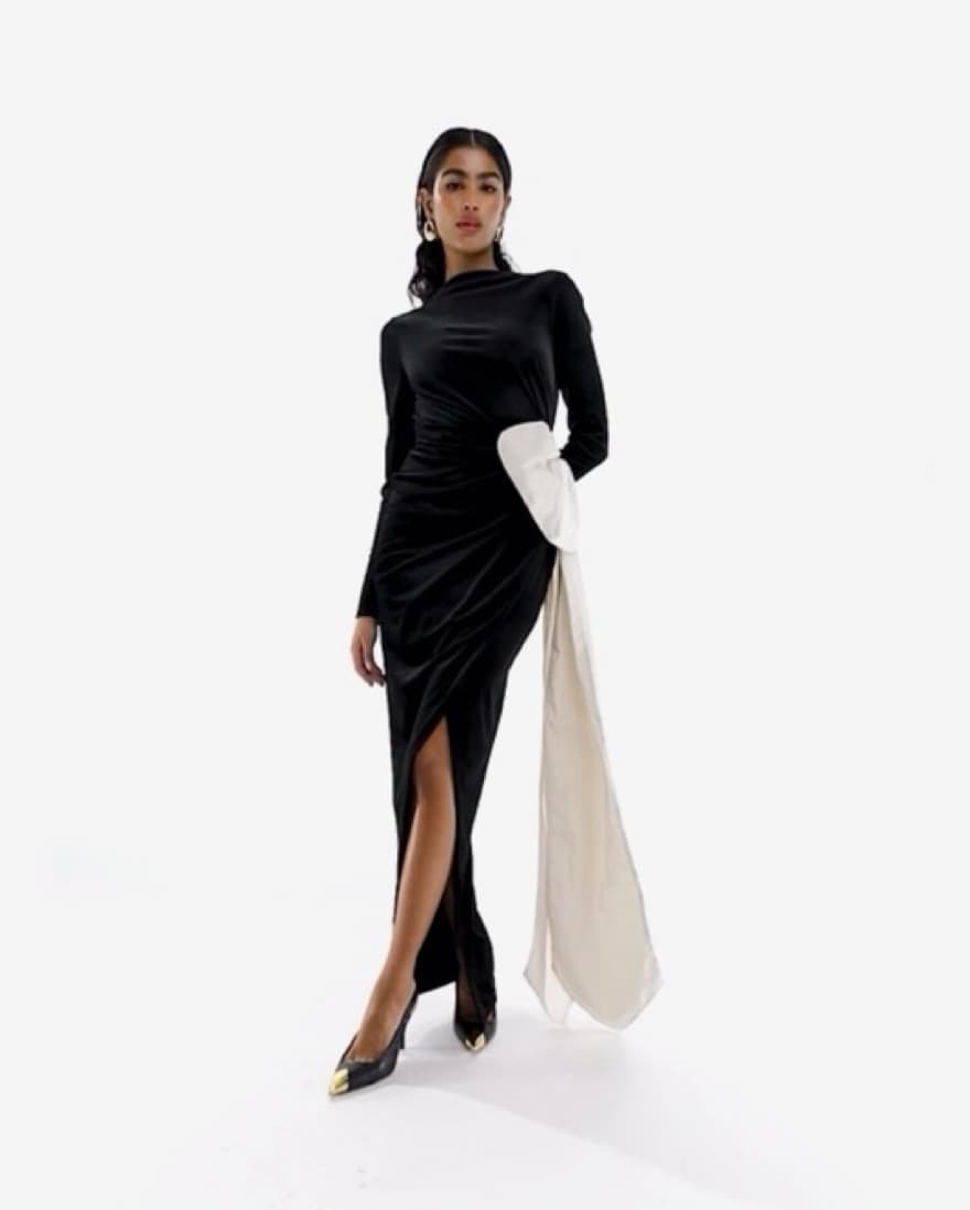 ASOS Design Velvet Bow Maxi Dress - Image 1