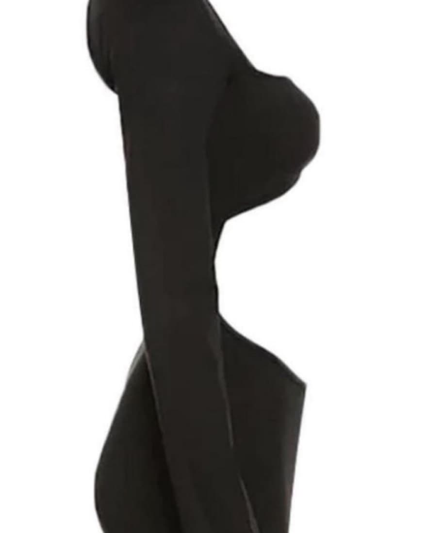 Black Cut Out Long Sleeve Maxi Dress  - Image 3