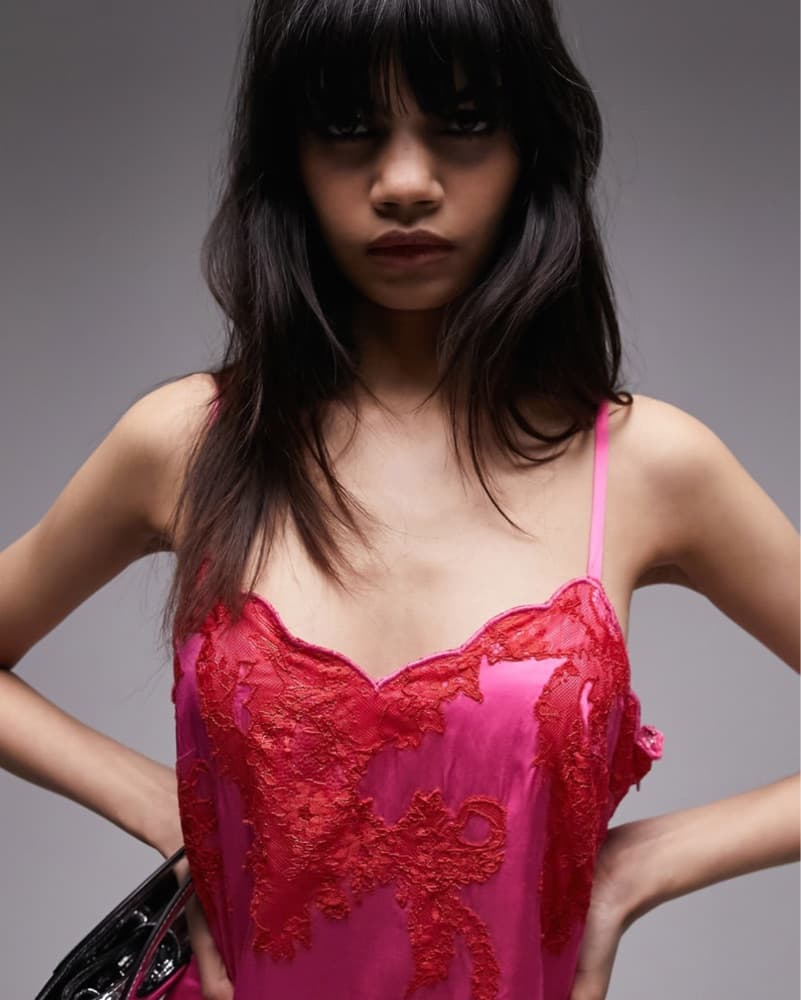 Topshop Satin Lace Cami Midi Dress - Image 4