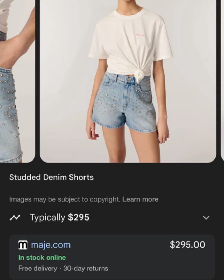 Maje Crystal Studded Denim Shorts  - Image 3