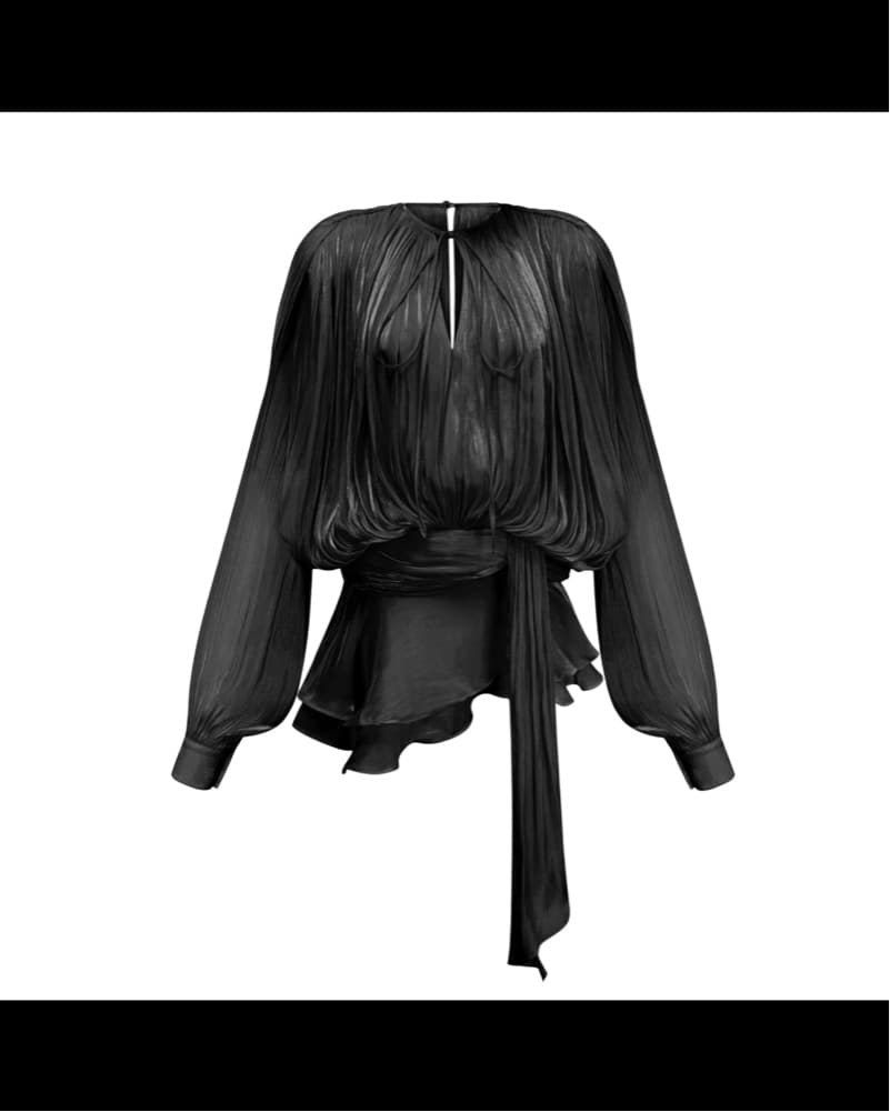 Eugenie Black Fully Pleated Ruffled Mini Dress - Image 3